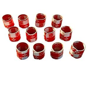 Set of 12 Vintage Red & White Check Plastic Napkin Holders